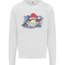 A Christmas Shark Wearing an Xmas Hat Mens Sweatshirt Jumper White