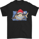 A Christmas Shark Wearing an Xmas Hat Mens T-Shirt 100% Cotton Black