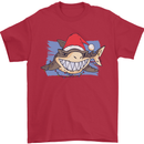 A Christmas Shark Wearing an Xmas Hat Mens T-Shirt 100% Cotton Red