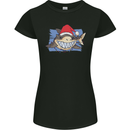 A Christmas Shark Wearing an Xmas Hat Womens Petite Cut T-Shirt Black
