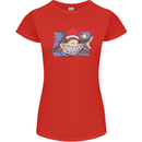 A Christmas Shark Wearing an Xmas Hat Womens Petite Cut T-Shirt Red