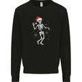 A Christmas Skeleton Wearing a Xmas Hat Skull Mens Sweatshirt Jumper Black