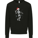 A Christmas Skeleton Wearing a Xmas Hat Skull Mens Sweatshirt Jumper Black