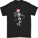 A Christmas Skeleton Wearing a Xmas Hat Skull Mens T-Shirt 100% Cotton Black