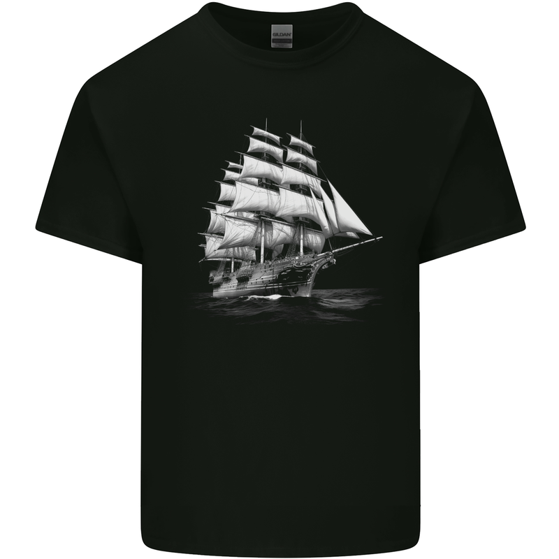 A Classic Sailing Ship Sailor Captain Navy Kids T-Shirt Childrens Black