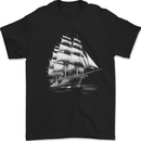 A Classic Sailing Ship Sailor Captain Navy Mens T-Shirt 100% Cotton Black