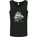 A Classic Sailing Ship Sailor Captain Navy Mens Vest Tank Top Black