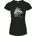 A Classic Sailing Ship Sailor Captain Navy Womens Petite Cut T-Shirt Black