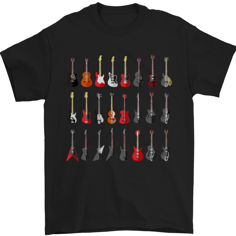 Guitar T-Shirt Mens Electric Acoustic Bass Funny Music Tshirt Tee Top 1