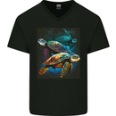A Colourful Bale of Turtles Mens V-Neck Cotton T-Shirt Black