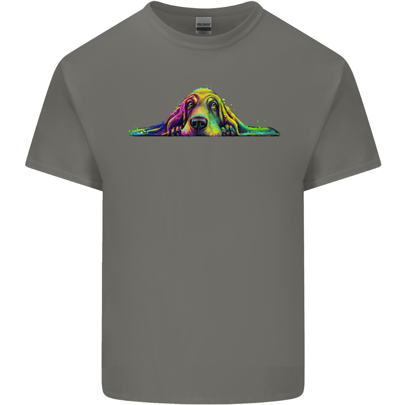 A Colourful Basset Hound Dog Kids T-Shirt Childrens Charcoal
