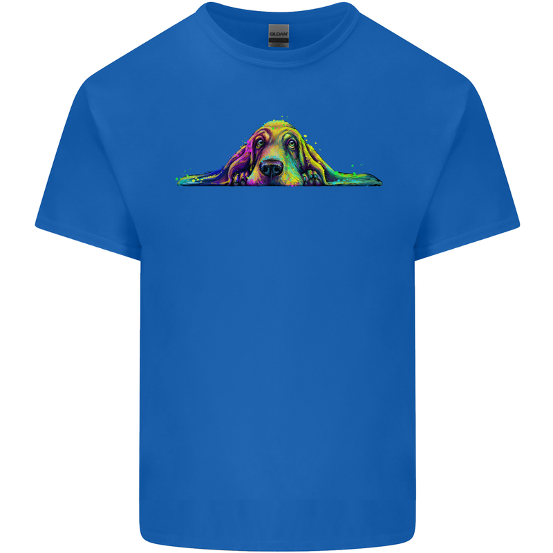 A Colourful Basset Hound Dog Kids T-Shirt Childrens Royal Blue