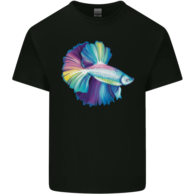 A Colourful Bettafish Aquarium Kids T-Shirt Childrens Black