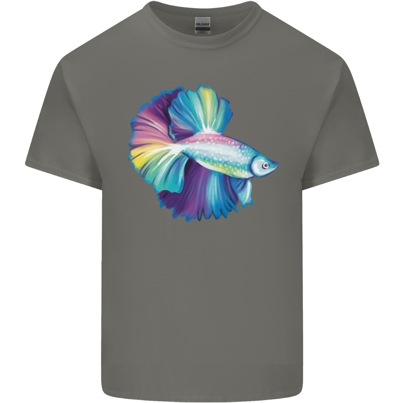 A Colourful Bettafish Aquarium Kids T-Shirt Childrens Charcoal