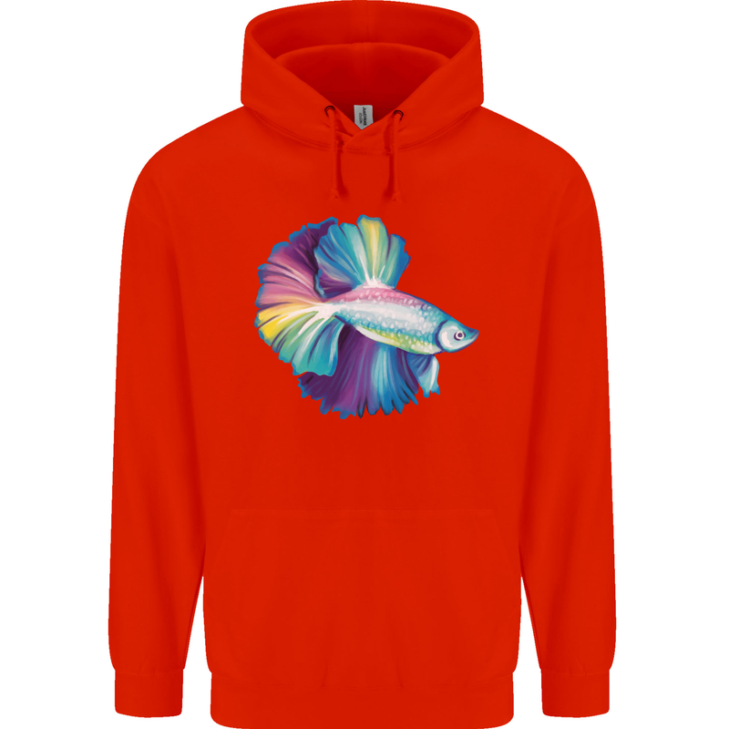 A Colourful Bettafish Aquarium Mens 80% Cotton Hoodie Bright Red