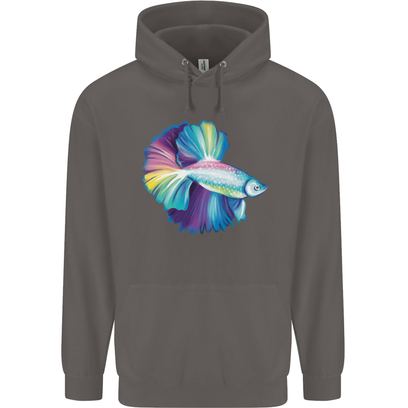 A Colourful Bettafish Aquarium Mens 80% Cotton Hoodie Charcoal