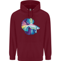 A Colourful Bettafish Aquarium Mens 80% Cotton Hoodie Maroon