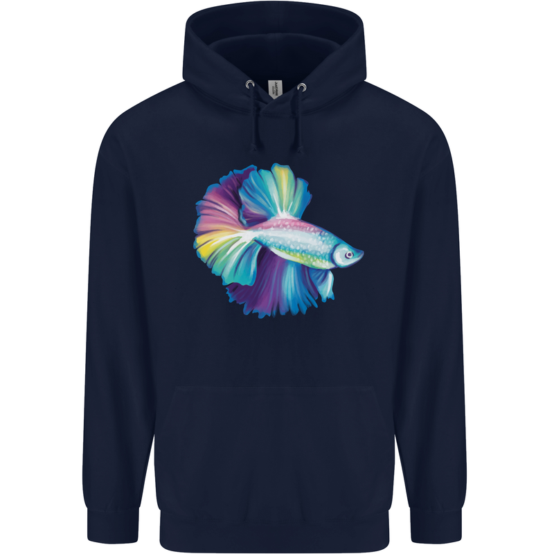 A Colourful Bettafish Aquarium Mens 80% Cotton Hoodie Navy Blue