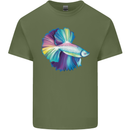 A Colourful Bettafish Aquarium Mens Cotton T-Shirt Tee Top Military Green
