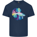 A Colourful Bettafish Aquarium Mens Cotton T-Shirt Tee Top Navy Blue