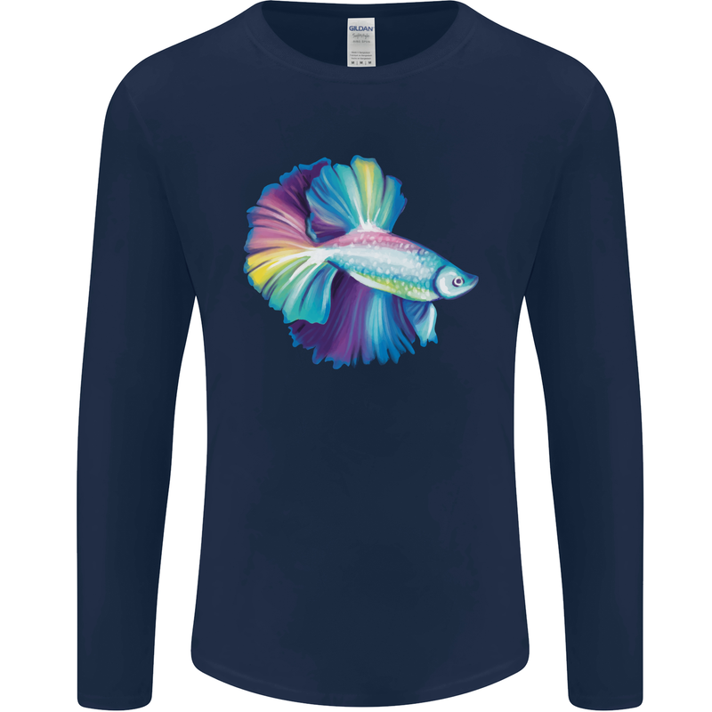 A Colourful Bettafish Aquarium Mens Long Sleeve T-Shirt Navy Blue
