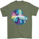 A Colourful Bettafish Aquarium Mens T-Shirt 100% Cotton Military Green