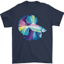 A Colourful Bettafish Aquarium Mens T-Shirt 100% Cotton Navy Blue