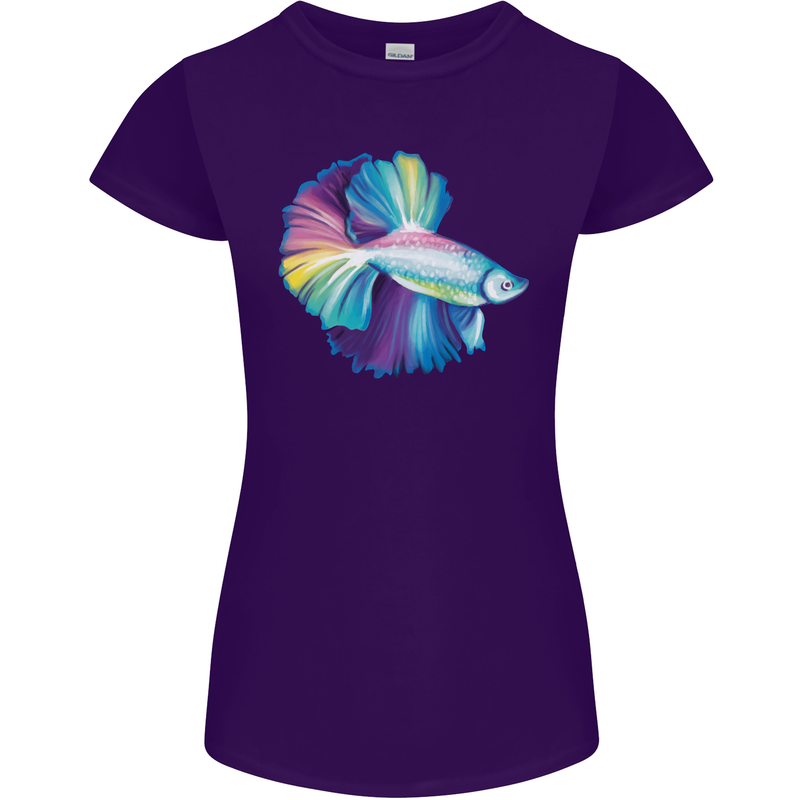 A Colourful Bettafish Aquarium Womens Petite Cut T-Shirt Purple