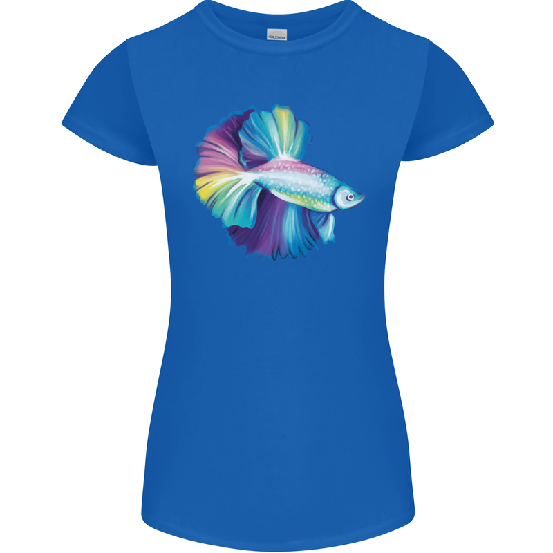 A Colourful Bettafish Aquarium Womens Petite Cut T-Shirt Royal Blue