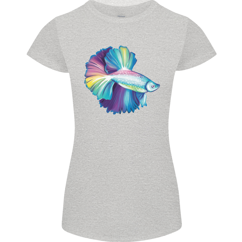 A Colourful Bettafish Aquarium Womens Petite Cut T-Shirt Sports Grey