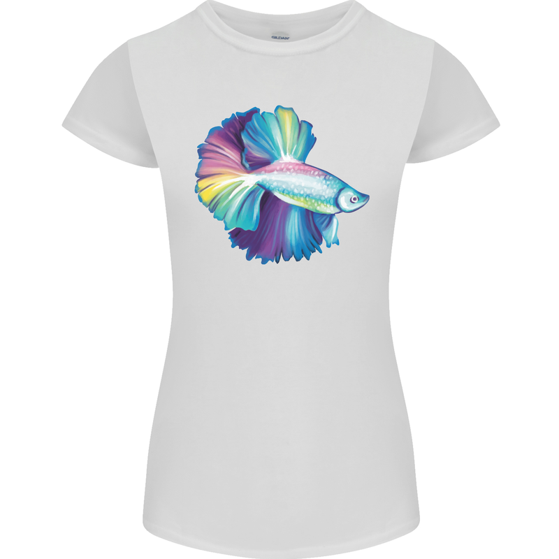 A Colourful Bettafish Aquarium Womens Petite Cut T-Shirt White