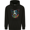A Colourful Border Collie Dog Childrens Kids Hoodie Black
