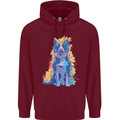 A Colourful Border Collie Dog Childrens Kids Hoodie Maroon