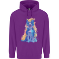 A Colourful Border Collie Dog Childrens Kids Hoodie Purple