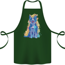 A Colourful Border Collie Dog Cotton Apron 100% Organic Forest Green