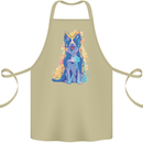 A Colourful Border Collie Dog Cotton Apron 100% Organic Khaki