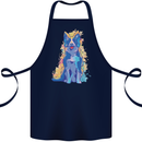 A Colourful Border Collie Dog Cotton Apron 100% Organic Navy Blue