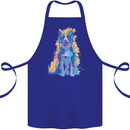 A Colourful Border Collie Dog Cotton Apron 100% Organic Royal Blue