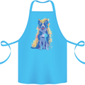 A Colourful Border Collie Dog Cotton Apron 100% Organic Turquoise