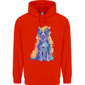 A Colourful Border Collie Dog Design Childrens Kids Hoodie Bright Red