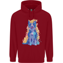 A Colourful Border Collie Dog Design Childrens Kids Hoodie Red