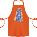A Colourful Border Collie Dog Design Cotton Apron 100% Organic Orange
