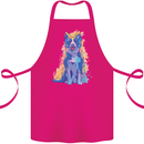 A Colourful Border Collie Dog Design Cotton Apron 100% Organic Pink