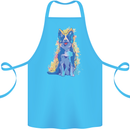 A Colourful Border Collie Dog Design Cotton Apron 100% Organic Turquoise