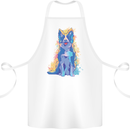 A Colourful Border Collie Dog Design Cotton Apron 100% Organic White