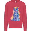 A Colourful Border Collie Dog Design Kids Sweatshirt Jumper Heliconia