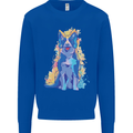 A Colourful Border Collie Dog Design Kids Sweatshirt Jumper Royal Blue
