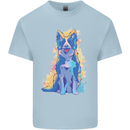 A Colourful Border Collie Dog Design Kids T-Shirt Childrens Light Blue