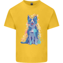 A Colourful Border Collie Dog Design Kids T-Shirt Childrens Yellow