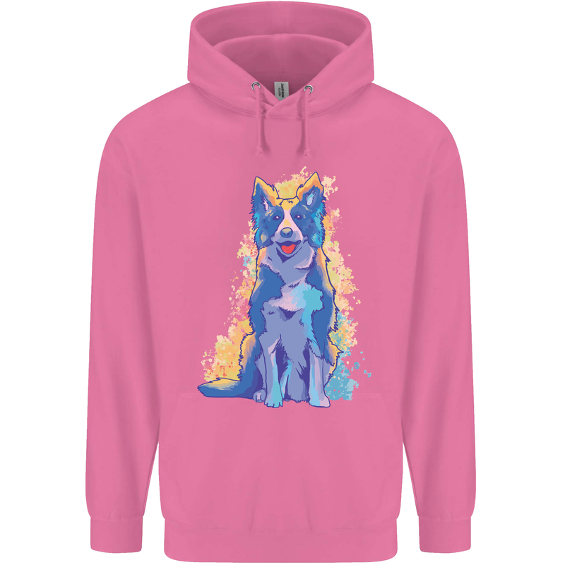 A Colourful Border Collie Dog Design Mens 80% Cotton Hoodie Azelea